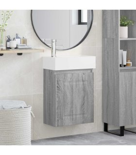 vidaXL Bathroom Vanity Unit with Tap Grey Sonoma 45.5 x 22.5 x 84 cm — Model: with left faucet — V0672169498