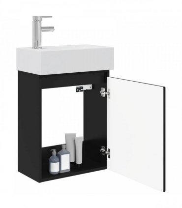 vidaXL Bathroom Vanity Unit with Tap Black 45.5 x 22.5 x 84 cm — Model: with left faucet — V0672169503
