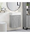 vidaXL Bathroom Vanity Unit with Tap Grey Sonoma 45.5 x 22.5 x 84 cm — Model: with right faucet — V0672169505