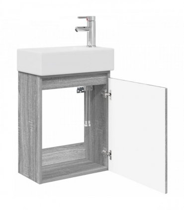 vidaXL Bathroom Vanity Unit with Tap Grey Sonoma 45.5 x 22.5 x 84 cm — Model: with right faucet — V0672169505