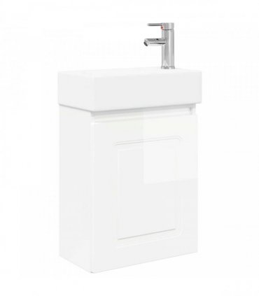 vidaXL Bathroom Vanity Unit with Tap High Gloss White — Model: with right faucet — V0672169506