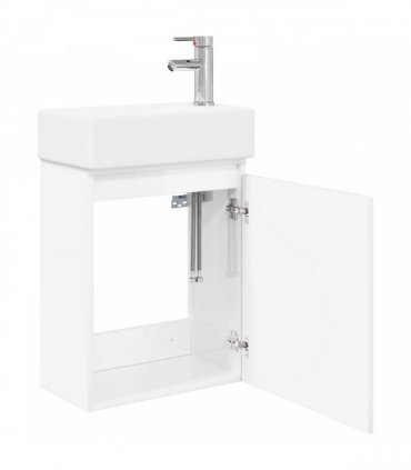 vidaXL Bathroom Vanity Unit with Tap High Gloss White — Model: with right faucet — V0672169506