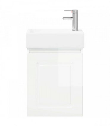 vidaXL Bathroom Vanity Unit with Tap High Gloss White — Model: with right faucet — V0672169506