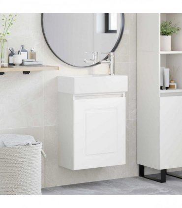 vidaXL Bathroom Vanity Unit with Tap White 45.5 x 22.5 x 84 cm — Model: with right faucet — V0672169507