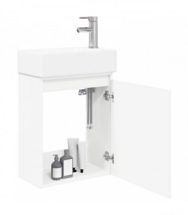 vidaXL Bathroom Vanity Unit with Tap White 45.5 x 22.5 x 84 cm — Model: with right faucet — V0672169507