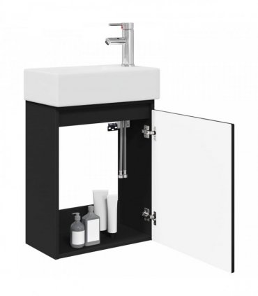 vidaXL Bathroom Vanity Unit with Tap Black 45.5 x 22.5 x 84 cm — Model: with right faucet — V0672169508
