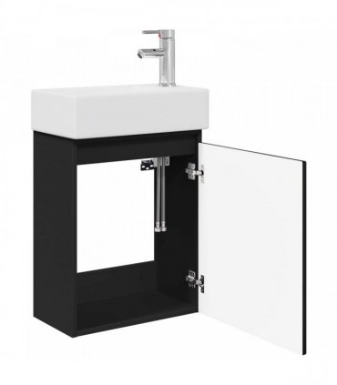 vidaXL Bathroom Vanity Unit with Tap Black 45.5 x 22.5 x 84 cm — Model: with right faucet — V0672169508