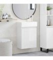 vidaXL Bathroom Vanity Unit with Tap High Gloss White — Model: with right faucet — V0672169509