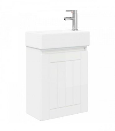 vidaXL Bathroom Vanity Unit with Tap High Gloss White — Model: with right faucet — V0672169509