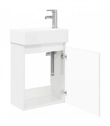 vidaXL Bathroom Vanity Unit with Tap High Gloss White — Model: with right faucet — V0672169509
