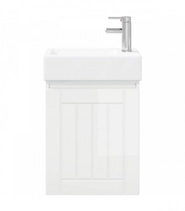 vidaXL Bathroom Vanity Unit with Tap High Gloss White — Model: with right faucet — V0672169509