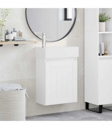 vidaXL Bathroom Vanity Unit with Tap White 45.5 x 25.5 x 84 cm — Model: with left faucet