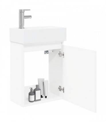 vidaXL Bathroom Vanity Unit with Tap White 45.5 x 25.5 x 84 cm — Model: with left faucet