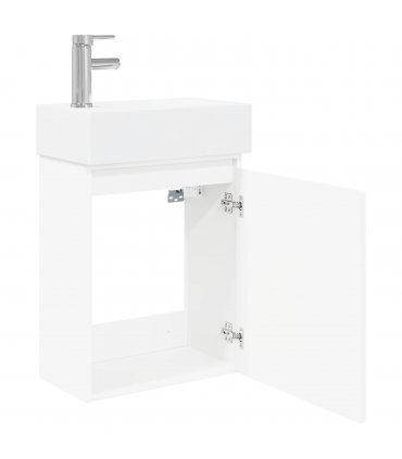 vidaXL Bathroom Vanity Unit with Tap White 45.5 x 25.5 x 84 cm — Model: with left faucet