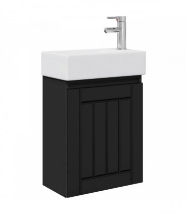 vidaXL Bathroom Vanity Unit with Tap Black 45.5 x 25.5 x 84 cm — Model: with right faucet