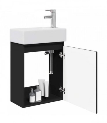 vidaXL Bathroom Vanity Unit with Tap Black 45.5 x 25.5 x 84 cm — Model: with right faucet