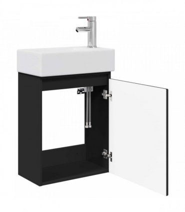 vidaXL Bathroom Vanity Unit with Tap Black 45.5 x 25.5 x 84 cm — Model: with right faucet