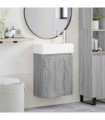 vidaXL Bathroom Vanity Unit with Tap Grey Sonoma 45.5 x 25.5 x 84 cm — Model: with right faucet