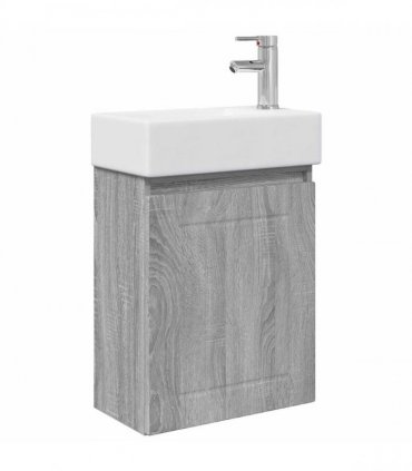 vidaXL Bathroom Vanity Unit with Tap Grey Sonoma 45.5 x 25.5 x 84 cm — Model: with right faucet