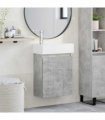vidaXL Bathroom Vanity Unit with Tap Concrete Grey 45.5 x 25.5 x 84 cm — Model: with left faucet