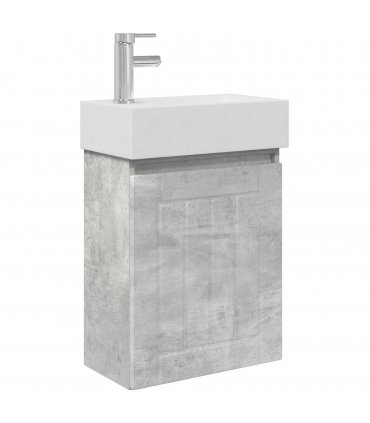 vidaXL Bathroom Vanity Unit with Tap Concrete Grey 45.5 x 25.5 x 84 cm — Model: with left faucet