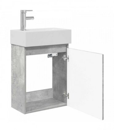 vidaXL Bathroom Vanity Unit with Tap Concrete Grey 45.5 x 25.5 x 84 cm — Model: with left faucet