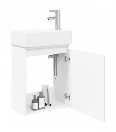 vidaXL Bathroom Vanity Unit with Tap White 45.5 x 25.5 x 84 cm — Model: with right faucet