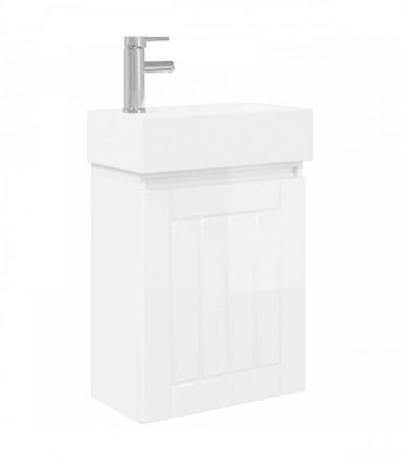 vidaXL Bathroom Vanity Unit with Tap High Gloss White — Model: with left faucet — V0672169516