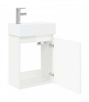 vidaXL Bathroom Vanity Unit with Tap High Gloss White — Model: with left faucet — V0672169516