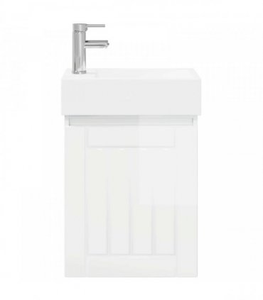 vidaXL Bathroom Vanity Unit with Tap High Gloss White — Model: with left faucet — V0672169516