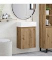 vidaXL Bathroom Vanity Unit with Tap Artisan Oak 45.5 x 25.5 x 84 cm — Model: with right faucet