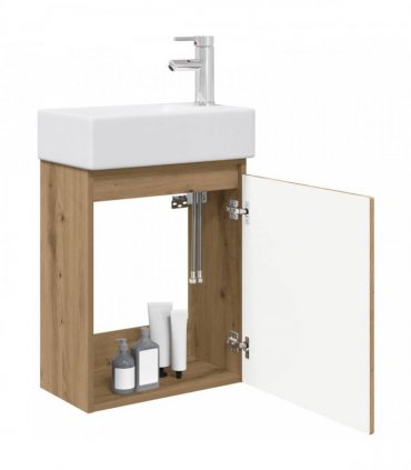vidaXL Bathroom Vanity Unit with Tap Artisan Oak 45.5 x 25.5 x 84 cm — Model: with right faucet