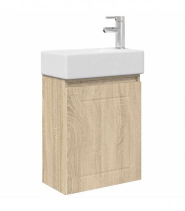 vidaXL Bathroom Vanity Unit with Tap Sonoma Oak 45.5 x 25.5 x 84 cm — Model: with right faucet