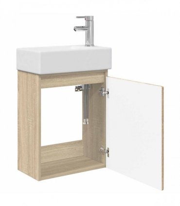 vidaXL Bathroom Vanity Unit with Tap Sonoma Oak 45.5 x 25.5 x 84 cm — Model: with right faucet