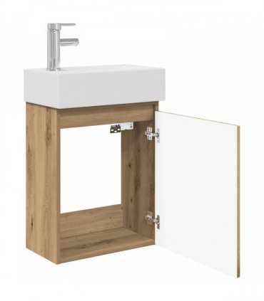 vidaXL Bathroom Vanity Unit with Tap Artisan Oak 45.5 x 25.5 x 84 cm — Model: with left faucet