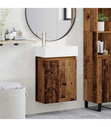vidaXL Bathroom Vanity Unit with Tap Old Wood 45.5 x 25.5 x 84 cm — Model: with left faucet