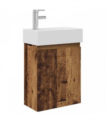 vidaXL Bathroom Vanity Unit with Tap Old Wood 45.5 x 25.5 x 84 cm — Model: with left faucet