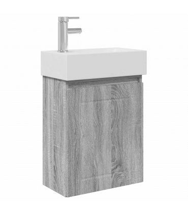 vidaXL Bathroom Vanity Unit with Tap Grey Sonoma 45.5 x 25.5 x 84 cm — Model: with left faucet
