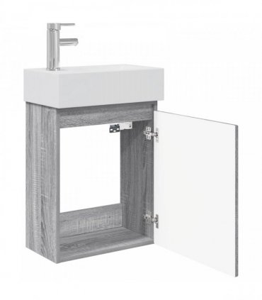 vidaXL Bathroom Vanity Unit with Tap Grey Sonoma 45.5 x 25.5 x 84 cm — Model: with left faucet