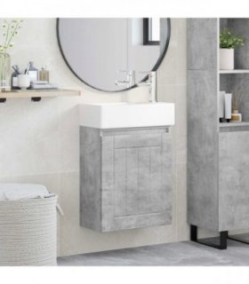 vidaXL Bathroom Vanity Unit with Tap Concrete Grey 45.5 x 25.5 x 84 cm — Model: with right faucet