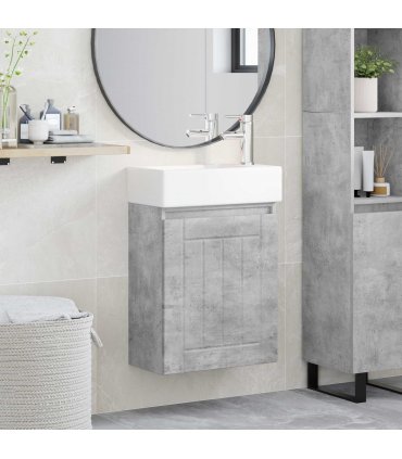 vidaXL Bathroom Vanity Unit with Tap Concrete Grey 45.5 x 25.5 x 84 cm — Model: with right faucet