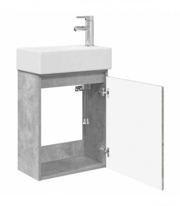 vidaXL Bathroom Vanity Unit with Tap Concrete Grey 45.5 x 25.5 x 84 cm — Model: with right faucet