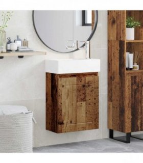 vidaXL Bathroom Vanity Unit with Tap Old Wood 45.5 x 25.5 x 84 cm — Model: with right faucet