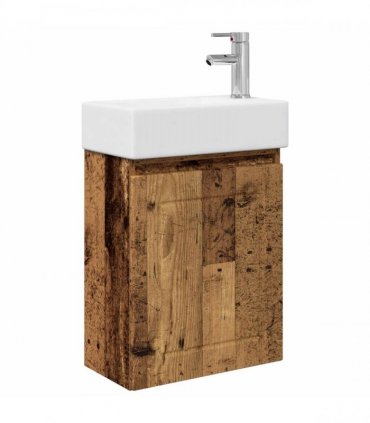 vidaXL Bathroom Vanity Unit with Tap Old Wood 45.5 x 25.5 x 84 cm — Model: with right faucet