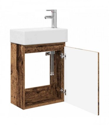 vidaXL Bathroom Vanity Unit with Tap Old Wood 45.5 x 25.5 x 84 cm — Model: with right faucet