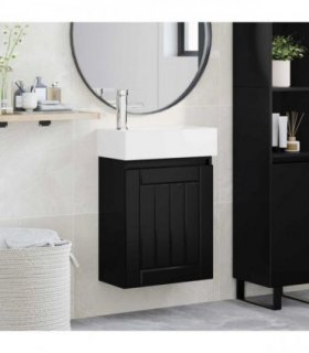 vidaXL Bathroom Vanity Unit with Tap Black 45.5 x 25.5 x 84 cm — Model: with left faucet