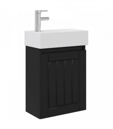 vidaXL Bathroom Vanity Unit with Tap Black 45.5 x 25.5 x 84 cm — Model: with left faucet