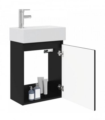 vidaXL Bathroom Vanity Unit with Tap Black 45.5 x 25.5 x 84 cm — Model: with left faucet
