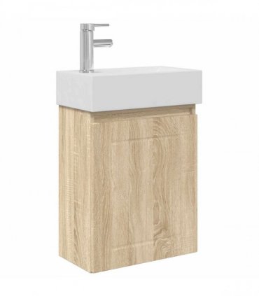 vidaXL Bathroom Vanity Unit with Tap Sonoma Oak 45.5 x 25.5 x 84 cm — Model: with left faucet