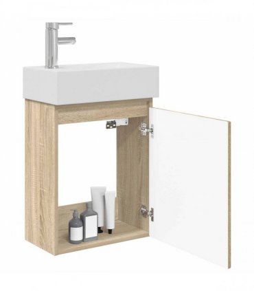 vidaXL Bathroom Vanity Unit with Tap Sonoma Oak 45.5 x 25.5 x 84 cm — Model: with left faucet